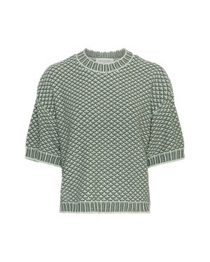 MSCH Catina Pilla Strik Bluse med 2/4 ærme, Grøn mønstret